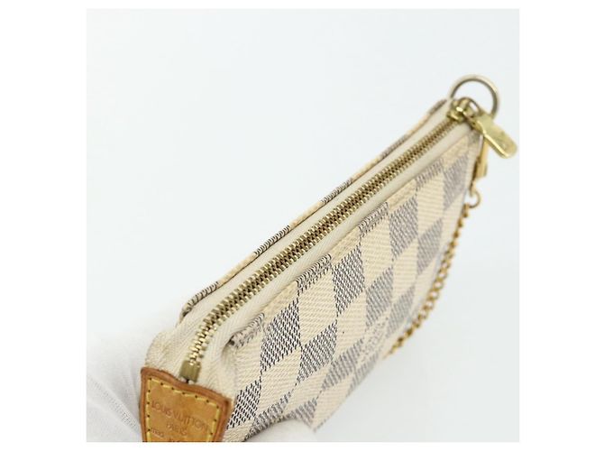 LOUIS VUITTON Mini Pochette Accessoires Damier Azur Pouch N63005 LV Auth 176553 - vista 6