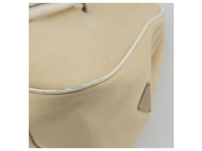 PRADA Schultertasche aus Canvas Beige Silber Authentisch 176585 - Ansicht 17