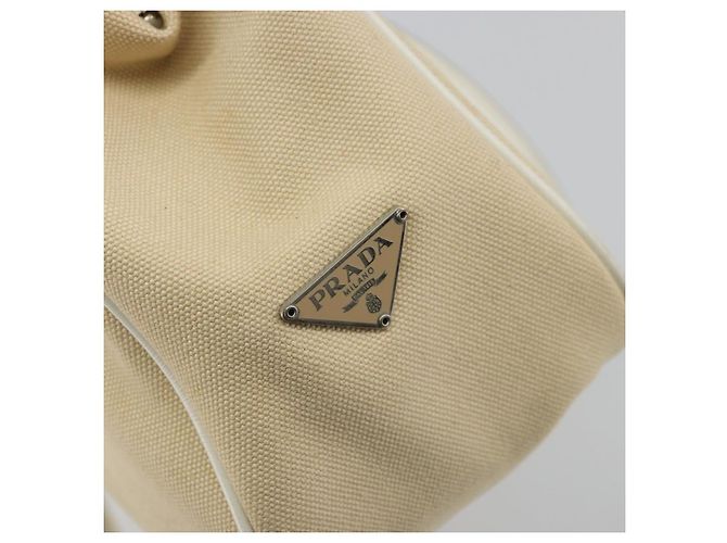 PRADA Schultertasche aus Canvas Beige Silber Authentisch 176585 - Ansicht 19