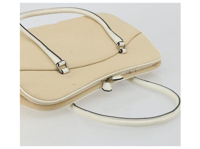 PRADA Schultertasche aus Canvas Beige Silber Authentisch 176585 - Ansicht 6