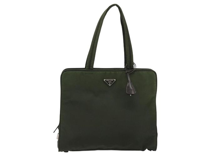 PRADA Tote Bag aus Nylon in Grün Silber authentisch 175696 - Ansicht 13