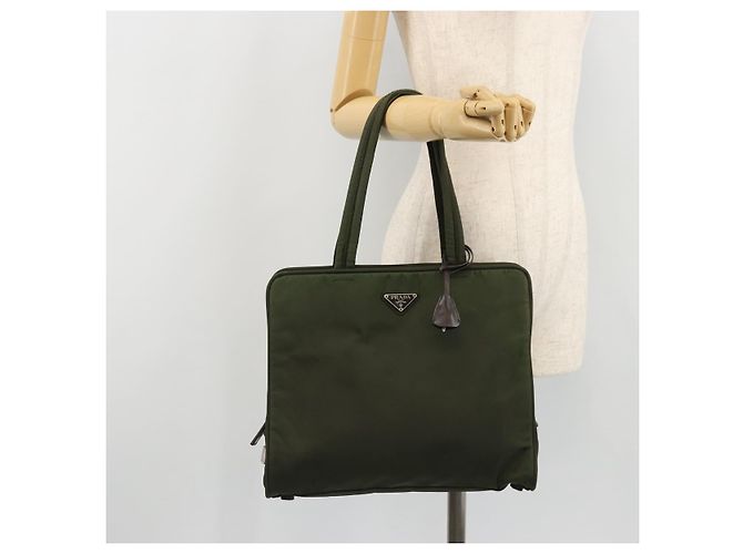 PRADA Tote Bag aus Nylon in Grün Silber authentisch 175696 - Ansicht 26