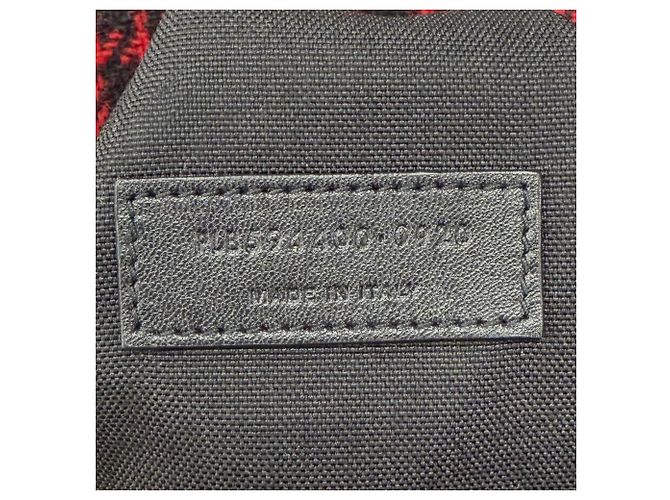 Bolsa Boston de lã e couro Yves Saint Laurent Preto Vermelho - vista 13