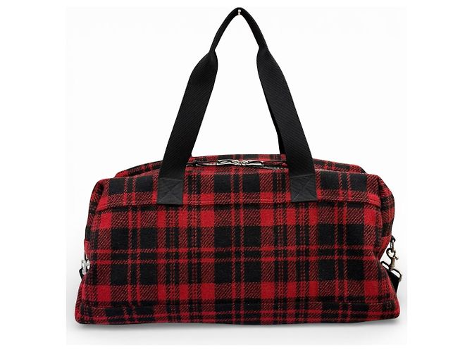 Bolsa Boston de lã e couro Yves Saint Laurent Preto Vermelho - vista 2