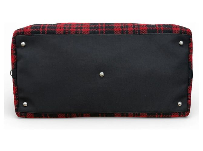 Bolsa Boston de lã e couro Yves Saint Laurent Preto Vermelho - vista 4