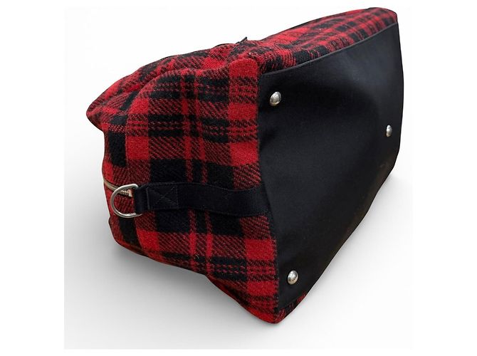 Bolsa Boston de lã e couro Yves Saint Laurent Preto Vermelho - vista 5