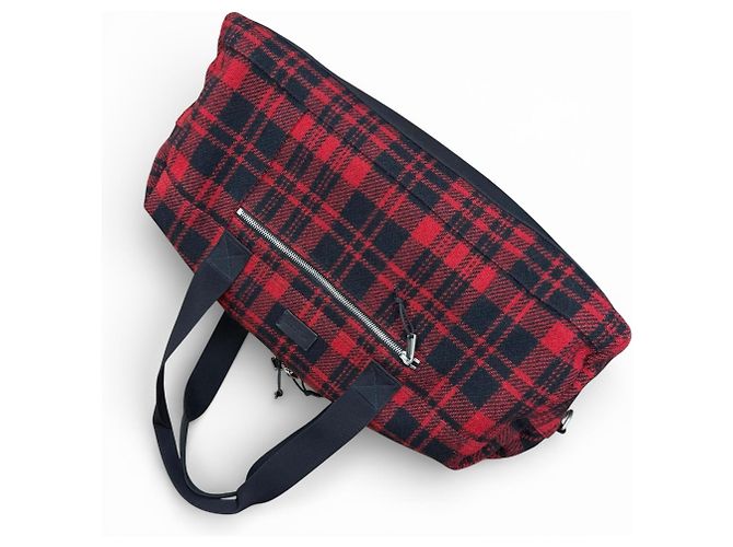 Bolsa Boston de lã e couro Yves Saint Laurent Preto Vermelho - vista 6