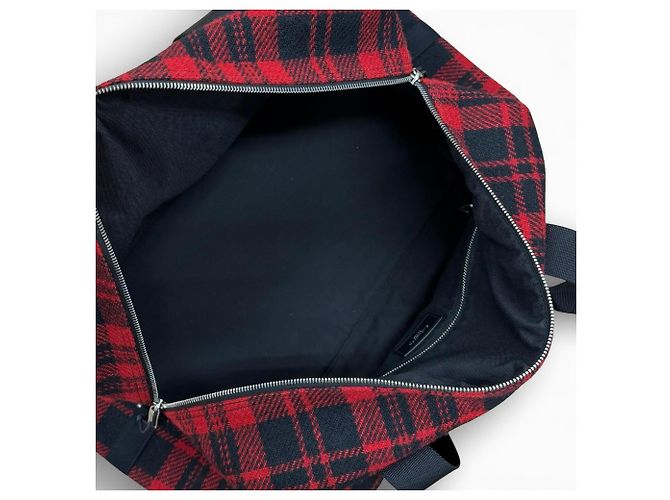 Bolsa Boston de lã e couro Yves Saint Laurent Preto Vermelho - vista 8