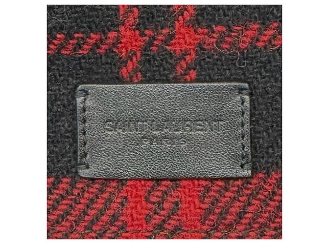 Bolsa Boston de lã e couro Yves Saint Laurent Preto Vermelho - vista 9