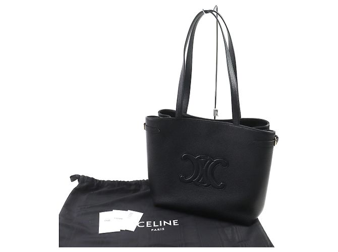 Céline Celine Anais Triomphe Mittelgroße Leder-Tote Schwarz - view 2