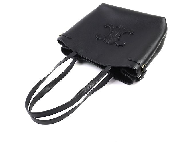 Céline Celine Anais Triomphe Mittelgroße Leder-Tote Schwarz - view 4