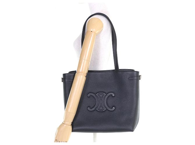 Céline Celine Anais Triomphe Mittelgroße Leder-Tote Schwarz - view 9