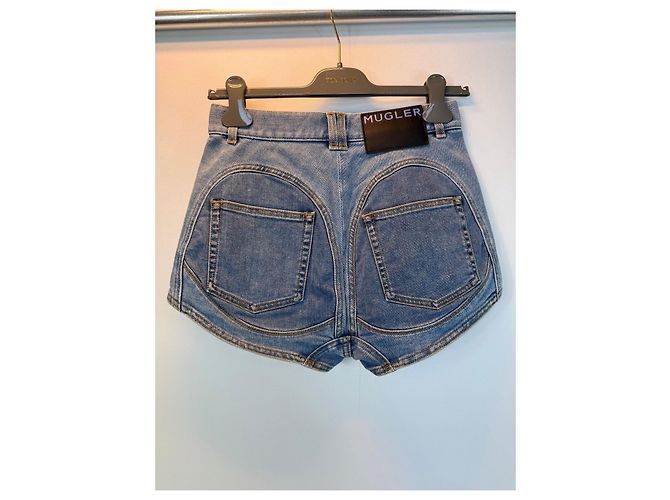Shorts in denim blu Thierry Mugler - vista 3