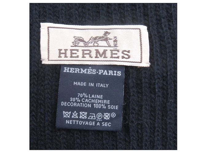 Stola in lana e cashmere Hermès in blu navy - vista 7