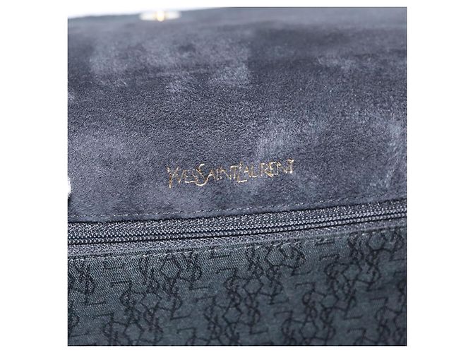 Borsa a Spalla SAINT LAURENT Camoscio Nero Oro Argento Auth 176065A D'oro - vista 17