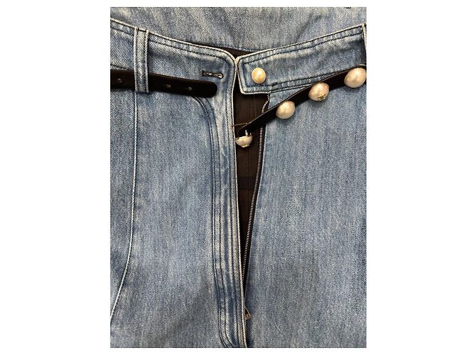 Chanel 2013 trägerloses Denim-Perlen-Gürtelkleid in Größe 38, gebraucht - Ansicht 7