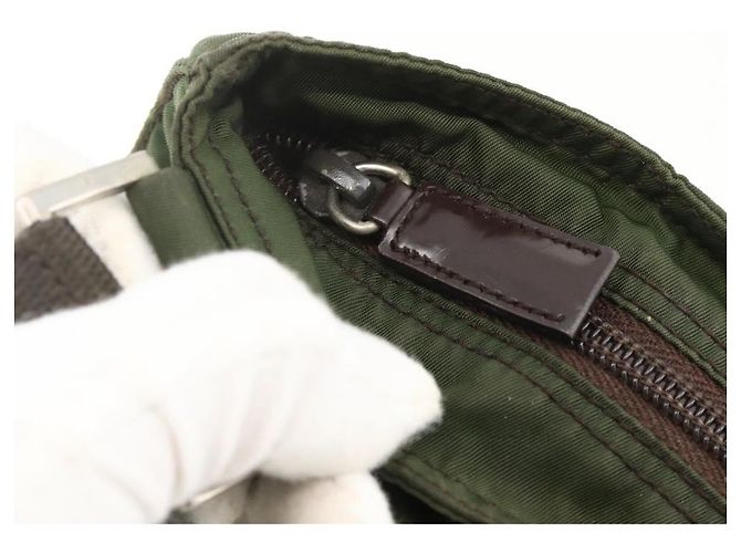 PRADA Schultertasche Nylon Grün Silber Authentisch 175643 - Ansicht 10