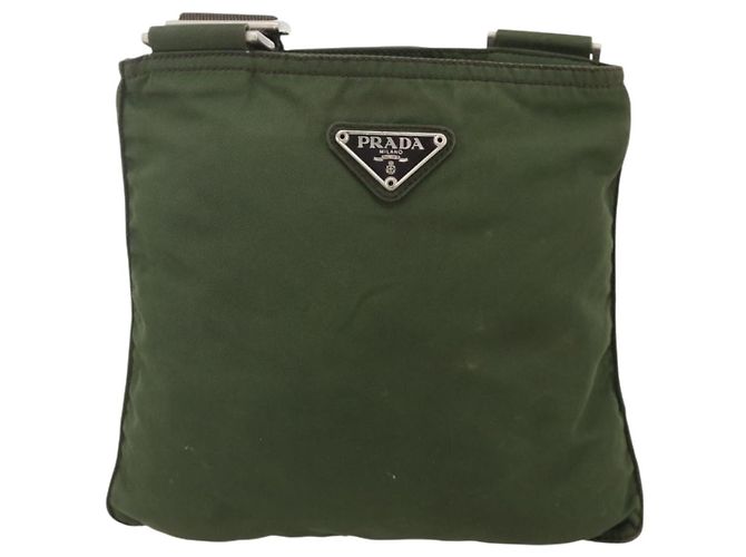 PRADA Schultertasche Nylon Grün Silber Authentisch 175643 - Ansicht 13