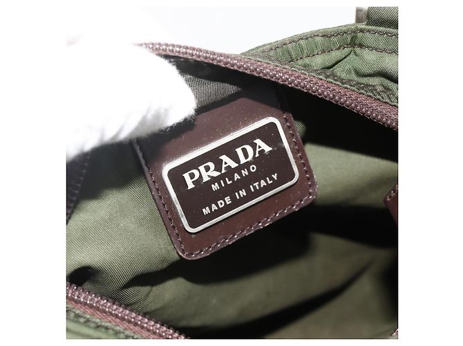 PRADA Schultertasche Nylon Grün Silber Authentisch 175643 - Ansicht 19