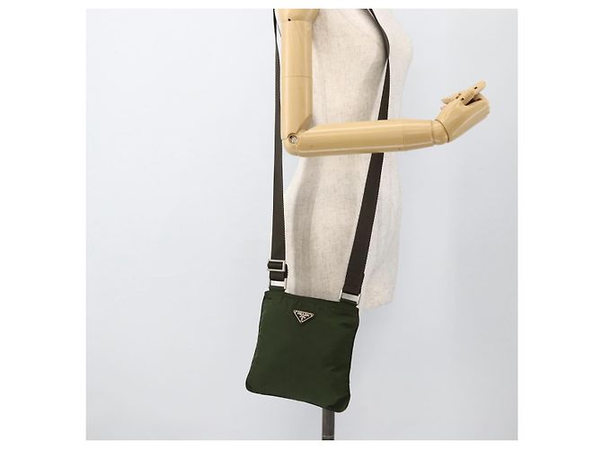 PRADA Schultertasche Nylon Grün Silber Authentisch 175643 - Ansicht 22