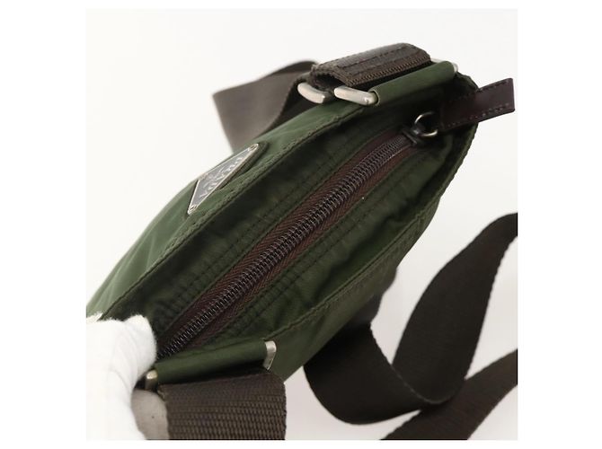 PRADA Schultertasche Nylon Grün Silber Authentisch 175643 - Ansicht 6