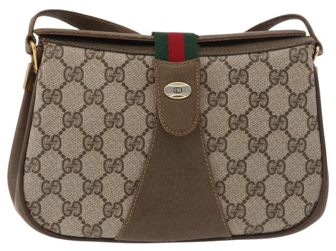 Gucci Borsa GG Supreme Web Sherry Line PVC Beige Oro 10 02 024 Auth 176473 D'oro - vista 13