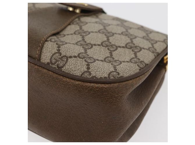 Gucci Borsa GG Supreme Web Sherry Line PVC Beige Oro 10 02 024 Auth 176473 D'oro - vista 14