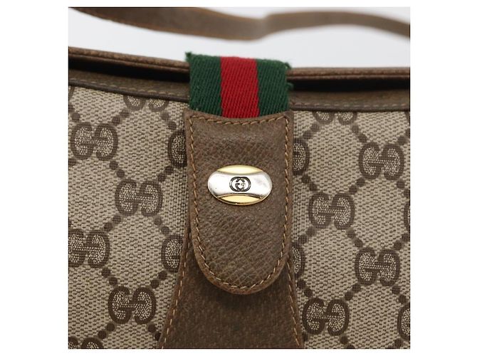 Gucci Borsa GG Supreme Web Sherry Line PVC Beige Oro 10 02 024 Auth 176473 D'oro - vista 17