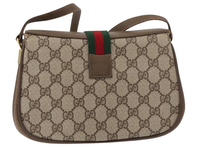 Gucci Borsa GG Supreme Web Sherry Line PVC Beige Oro 10 02 024 Auth 176473 D'oro - vista 2