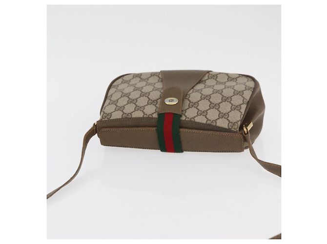 Gucci Borsa GG Supreme Web Sherry Line PVC Beige Oro 10 02 024 Auth 176473 D'oro - vista 6