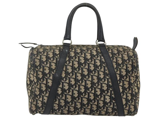 Borsa Boston in tela Trotter Christian Dior Navy Argento Auth 175552 Blu navy - vista 13