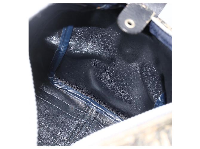 Borsa Boston in tela Trotter Christian Dior Navy Argento Auth 175552 Blu navy - vista 17