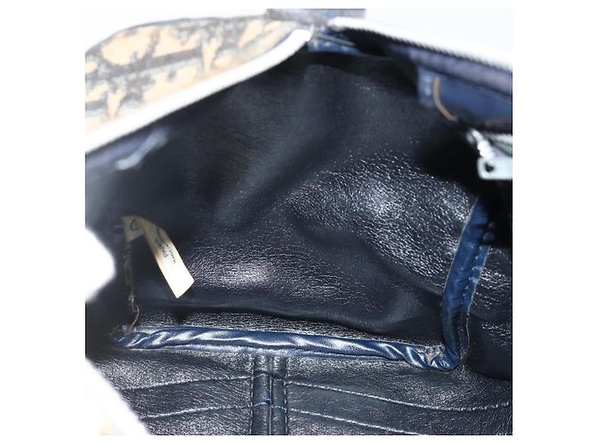 Borsa Boston in tela Trotter Christian Dior Navy Argento Auth 175552 Blu navy - vista 18