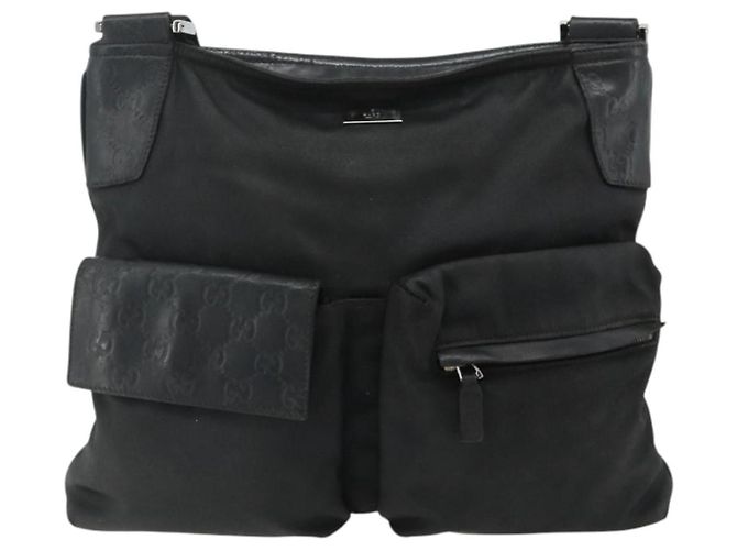 Borsa a Spalla GUCCI in Tela Nera Argento 169937 Auth kk663 Nero - vista 13