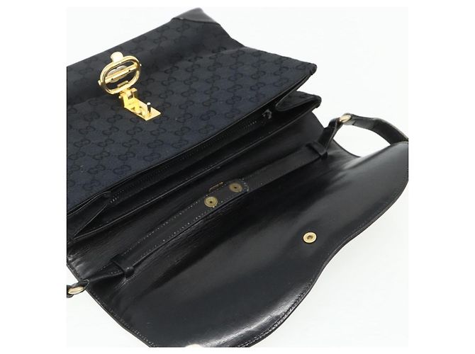 Borsa a Spalla GG Canvas Gucci Nera Oro Auth YKZ1114 Nero D'oro - vista 10