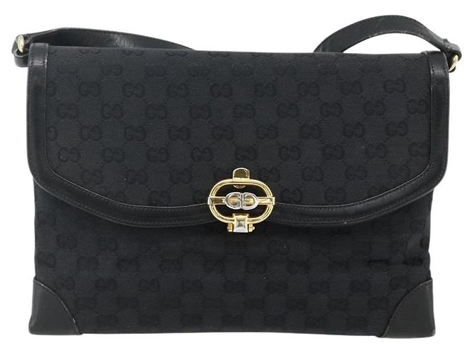 Borsa a Spalla GG Canvas Gucci Nera Oro Auth YKZ1114 Nero D'oro - vista 13