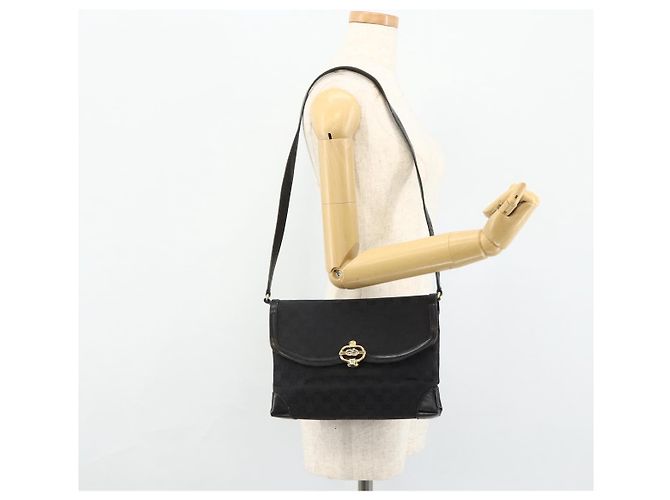 Borsa a Spalla GG Canvas Gucci Nera Oro Auth YKZ1114 Nero D'oro - vista 21