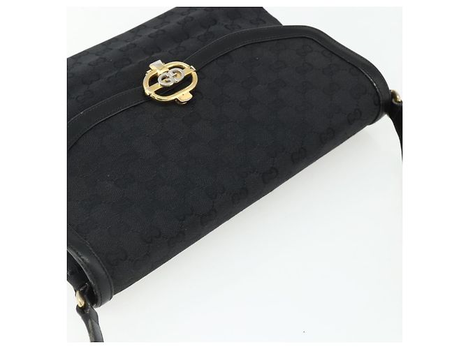 Borsa a Spalla GG Canvas Gucci Nera Oro Auth YKZ1114 Nero D'oro - vista 6