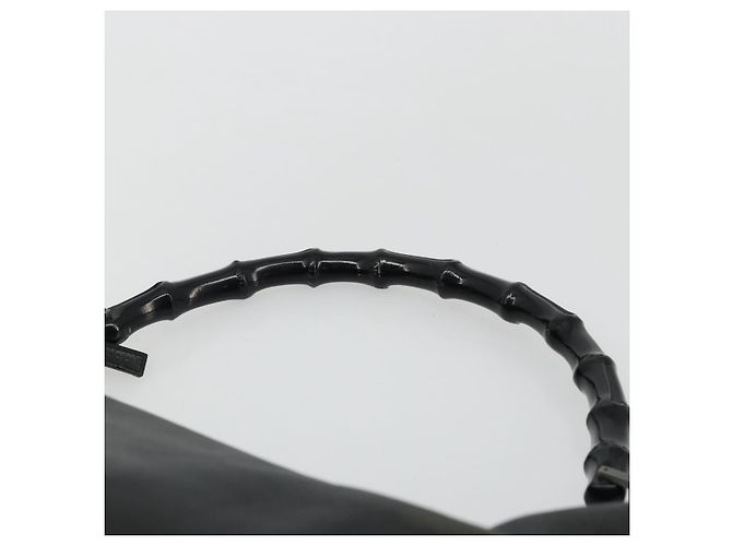 Borsa a Spalla in Pelle Gucci Bamboo Nera Argento Auth 175312 Nero - vista 14