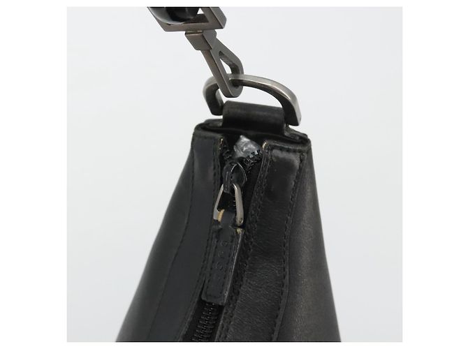 Borsa a Spalla in Pelle Gucci Bamboo Nera Argento Auth 175312 Nero - vista 18