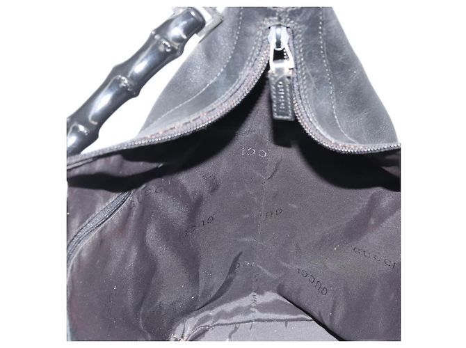 Borsa a Spalla in Pelle Gucci Bamboo Nera Argento Auth 175312 Nero - vista 20
