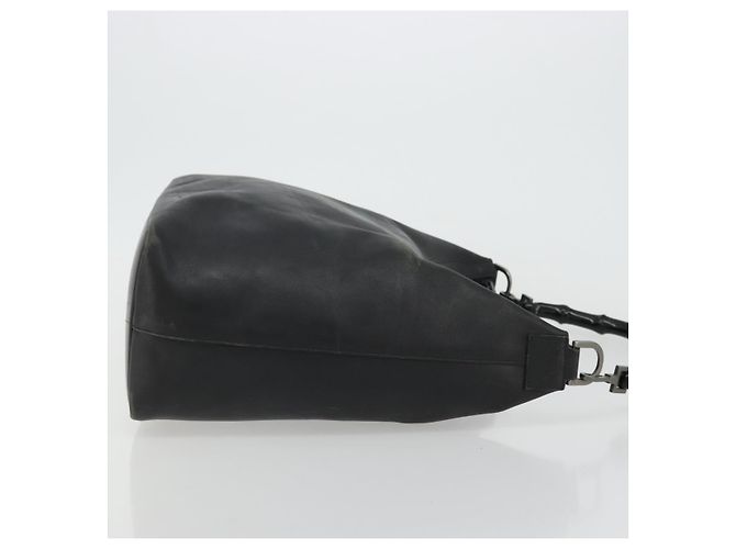 Borsa a Spalla in Pelle Gucci Bamboo Nera Argento Auth 175312 Nero - vista 3