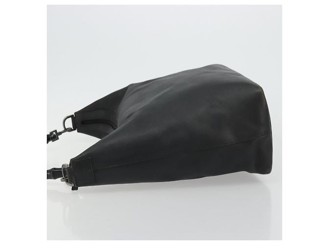 Borsa a Spalla in Pelle Gucci Bamboo Nera Argento Auth 175312 Nero - vista 4