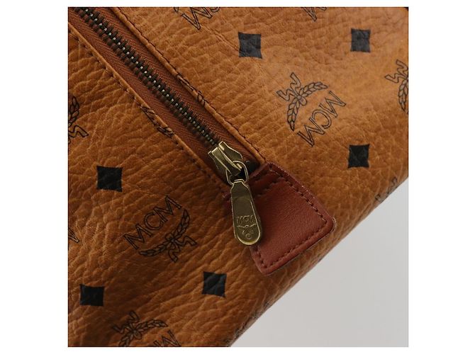 MCM Vicetos Logogram Borsa a Mano PVC Pelle Marrone Oro Auth 175196 D'oro - vista 17