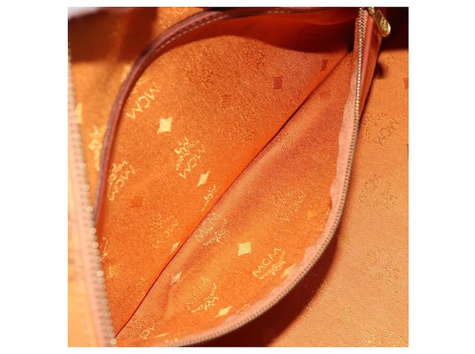 MCM Vicetos Logogram Borsa a Mano PVC Pelle Marrone Oro Auth 175196 D'oro - vista 21