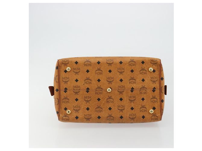 MCM Vicetos Logogram Borsa a Mano PVC Pelle Marrone Oro Auth 175196 D'oro - vista 5