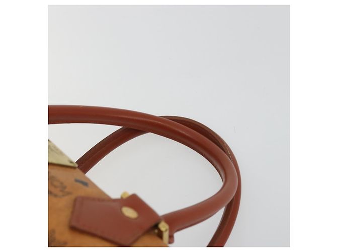 MCM Vicetos Logogram Borsa a Mano PVC Pelle Marrone Oro Auth 175196 D'oro - vista 8