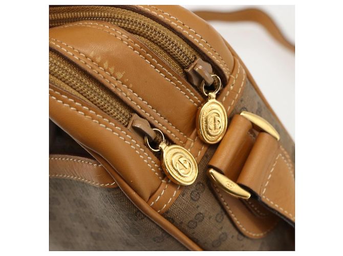 Gucci Borsa a spalla Micro GG Supreme PVC Beige Oro Auth 175292 D'oro - vista 10