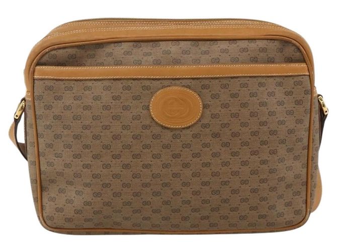 Gucci Borsa a spalla Micro GG Supreme PVC Beige Oro Auth 175292 D'oro - vista 13