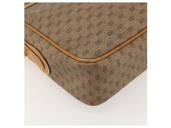 Gucci Borsa a spalla Micro GG Supreme PVC Beige Oro Auth 175292 D'oro - vista 14
